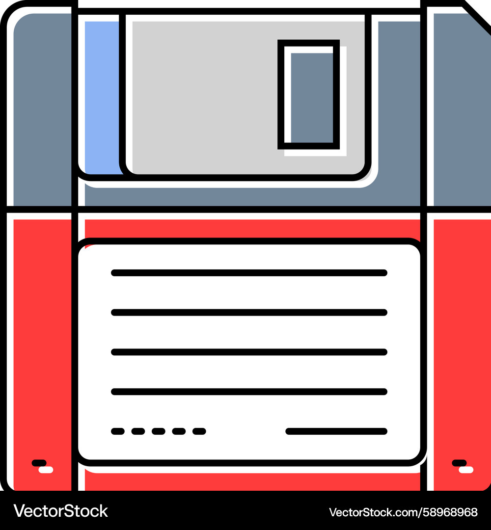 Digital data storage floppy disk color icon Vector Image