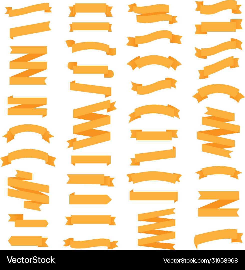 Orange ribbons set isolated white background Orange ribbons set isolated white background vector image