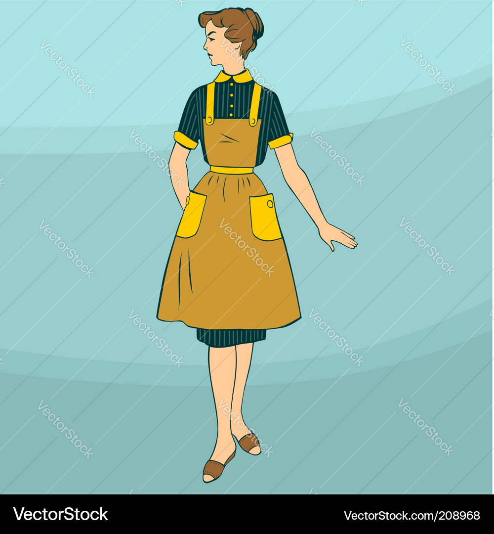 Retro Frau in Pinafore Vektorbild