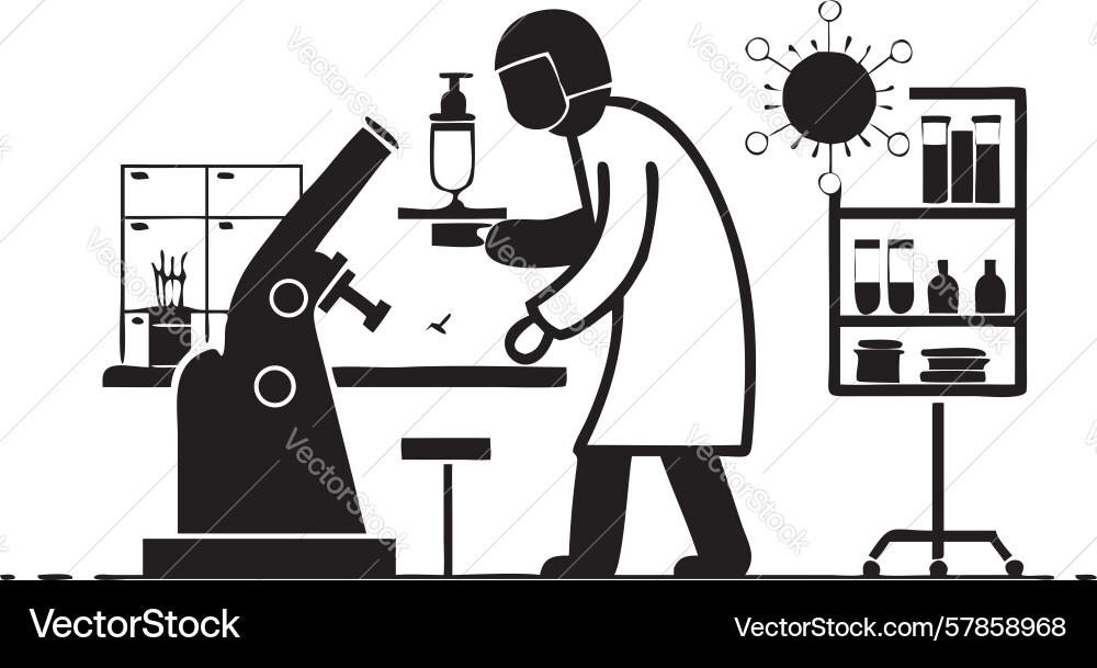 Scientist working with microscope in lab art Vector Image