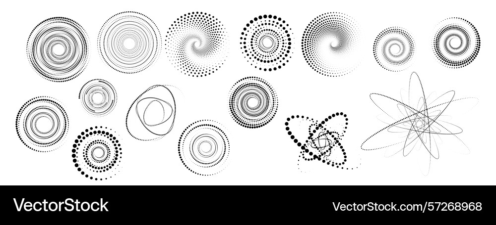 Set of pop art circles shapes dots pattern Vector Image