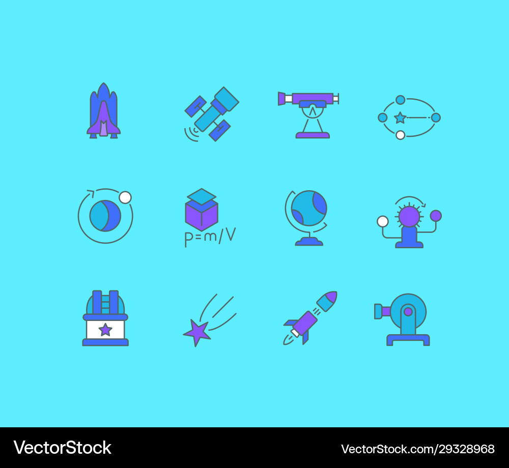 Set simple line icons astronomy Set simple line icons astronomy vector image
