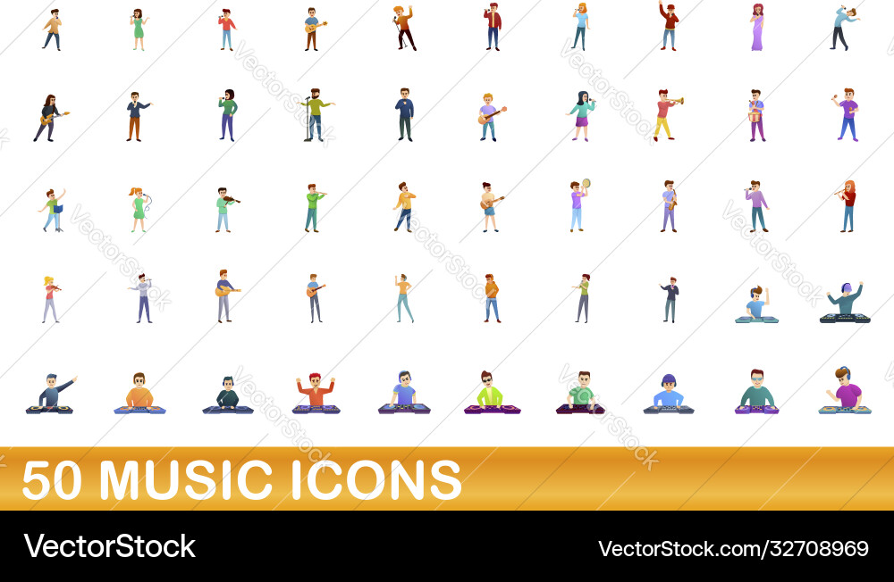 50 Musik-Icons Set Cartoon Stil 50 Musik-Icons Set Cartoon Stil vektorbild