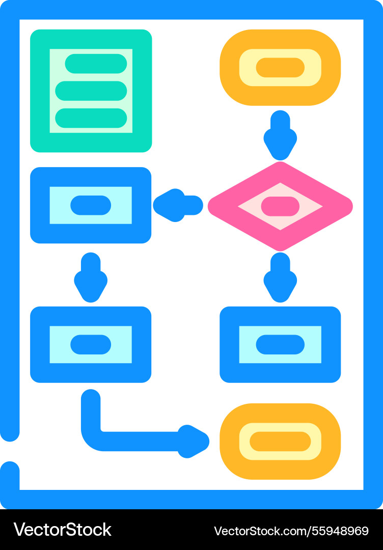 Algorithm flowchart ai integration color icon Algorithm flowchart ai integration color icon Vector Image