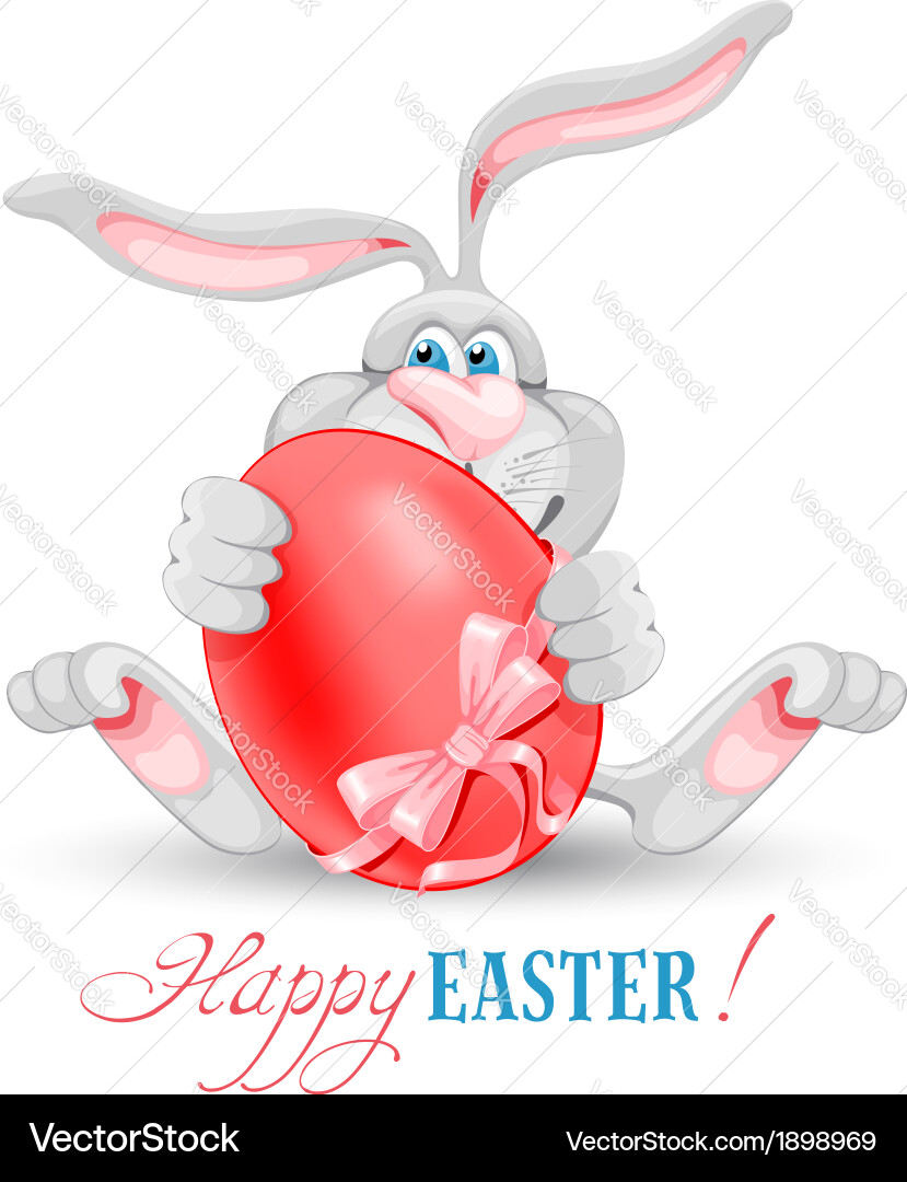 Cute Easter Bunny with Egg Royalty Free Vector Image