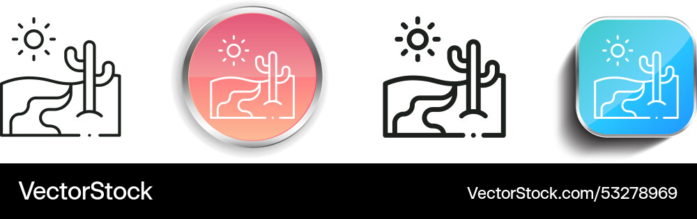 Desert icon thin linear regular and button style Vector Image