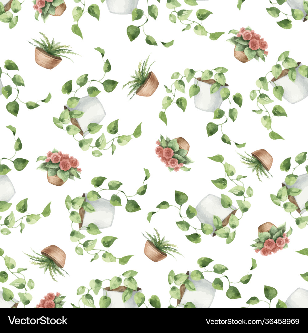 Watercolor Plant Pattern vector image