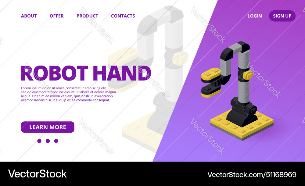 Web template with a robot hand Web template with a robot hand vector image
