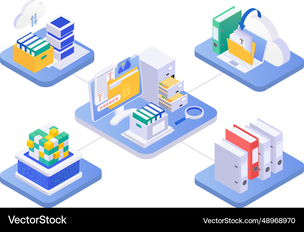 Archive documents flowchart composition Vector Image