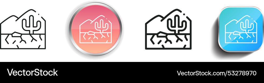 Desert icon thin linear regular and button style vector image