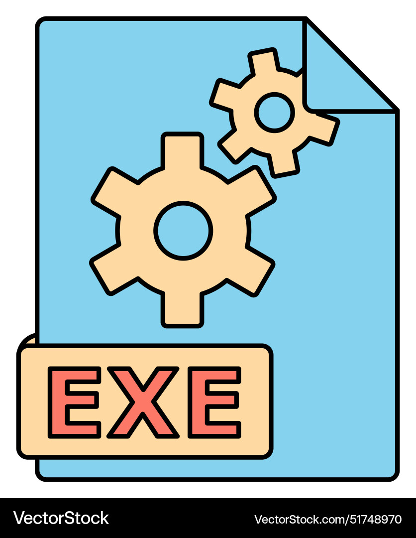 Exe file icon executable symbol with gears vector image