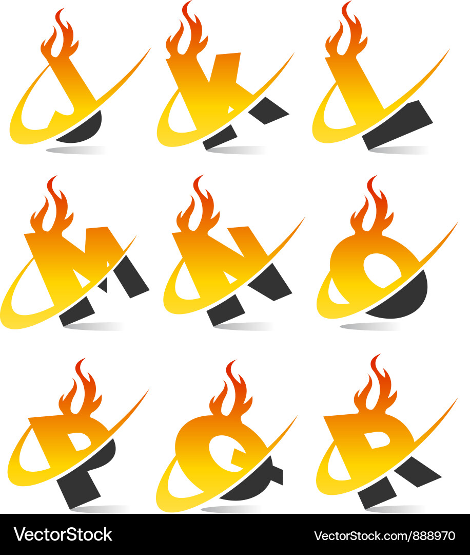 Flame Alphabet Swoosh Logo Set Vector Image