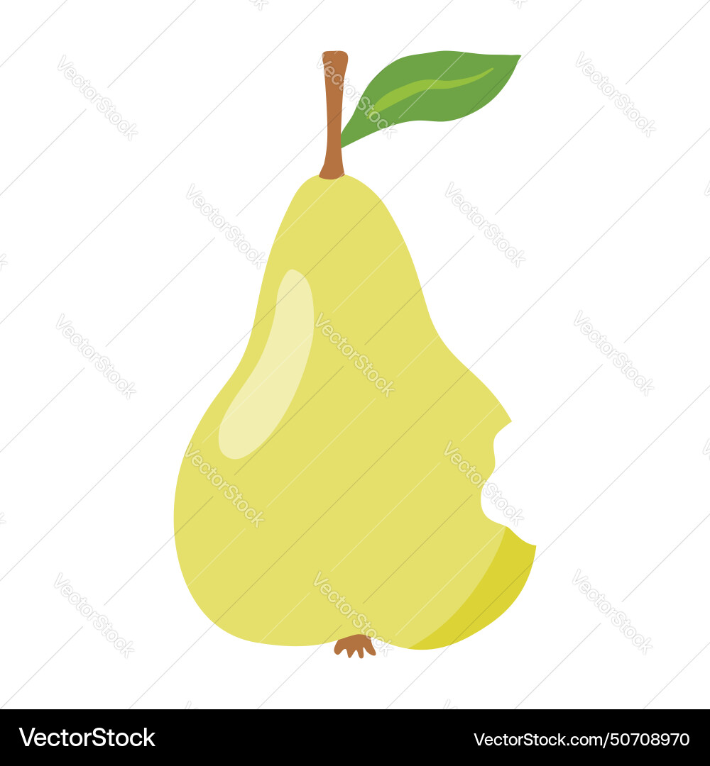 Fresh pear with leaf nibbled from one side Fresh pear with leaf nibbled from one side Vector Image