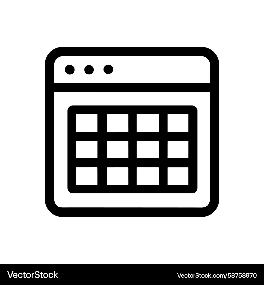 Line Calendar Grid Icon Vector Image