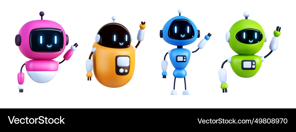 Robot character 3d render isolated elements ai Robot character 3d render isolated elements ai vector image