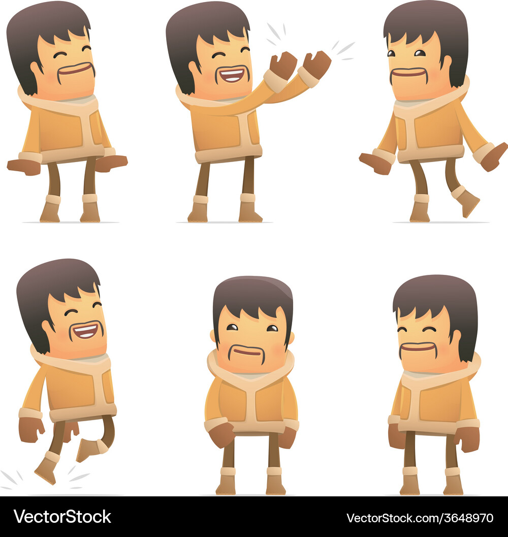 Set of eskimo character in different poses Vector Image