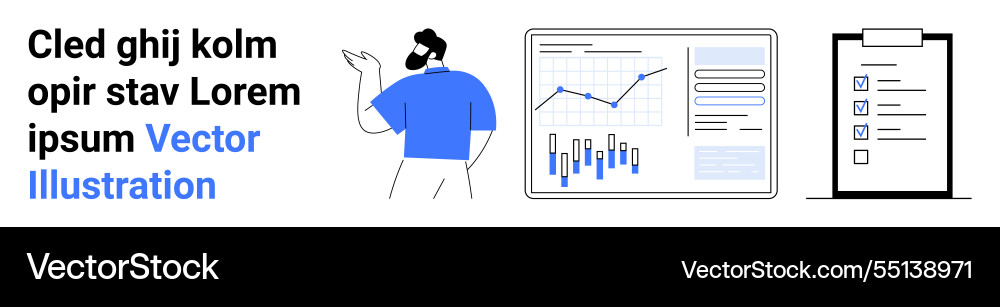 Business planning with data analysis and task Business planning with data analysis and task vector image