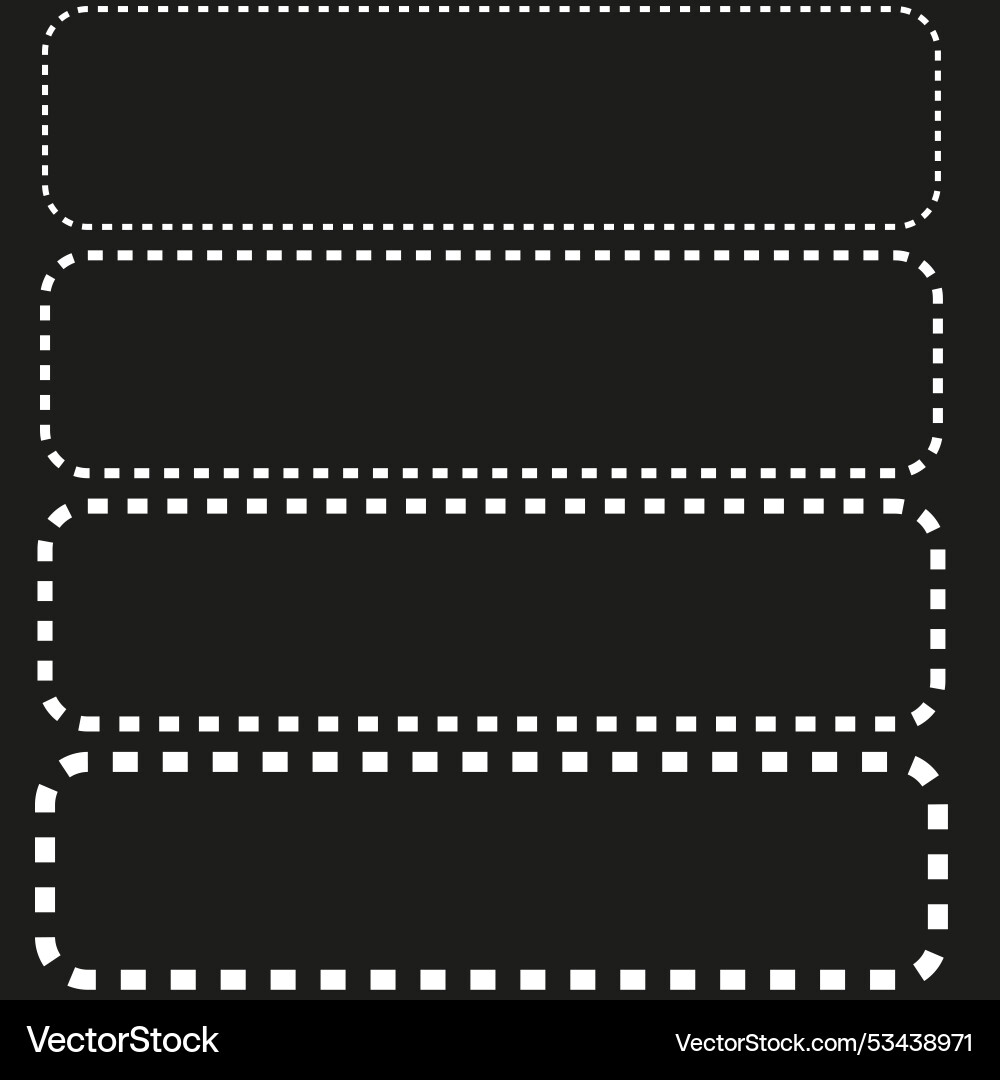Dashed rectangle frames outlined box shapes vector image