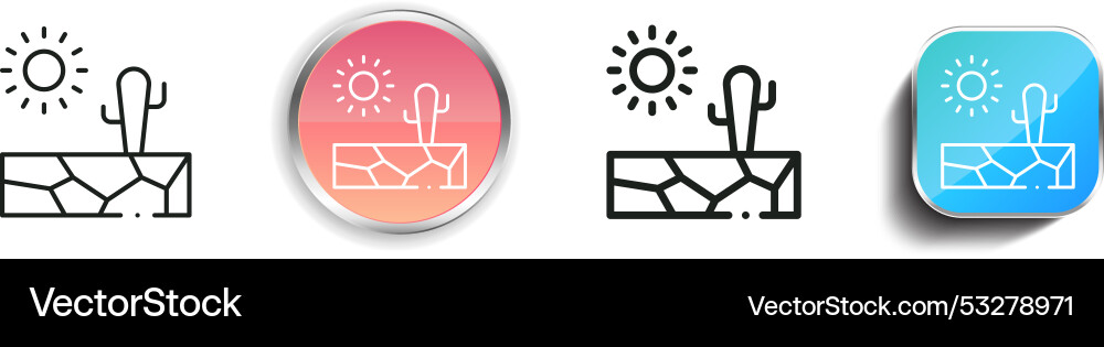 Desert icon thin linear regular and button style vector image