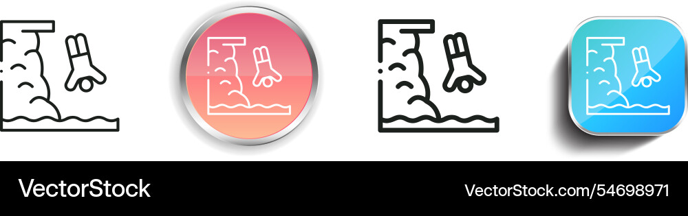 High diving icon thin linear regular and button vector image