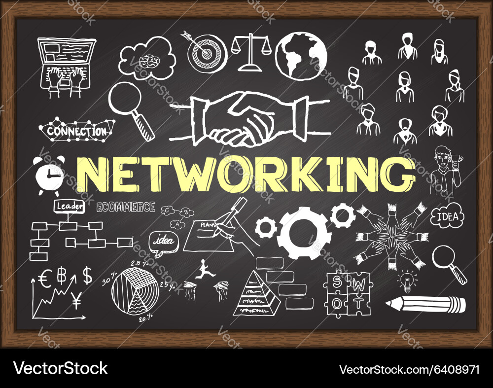 Networking Concepts on Chalkboard vector image