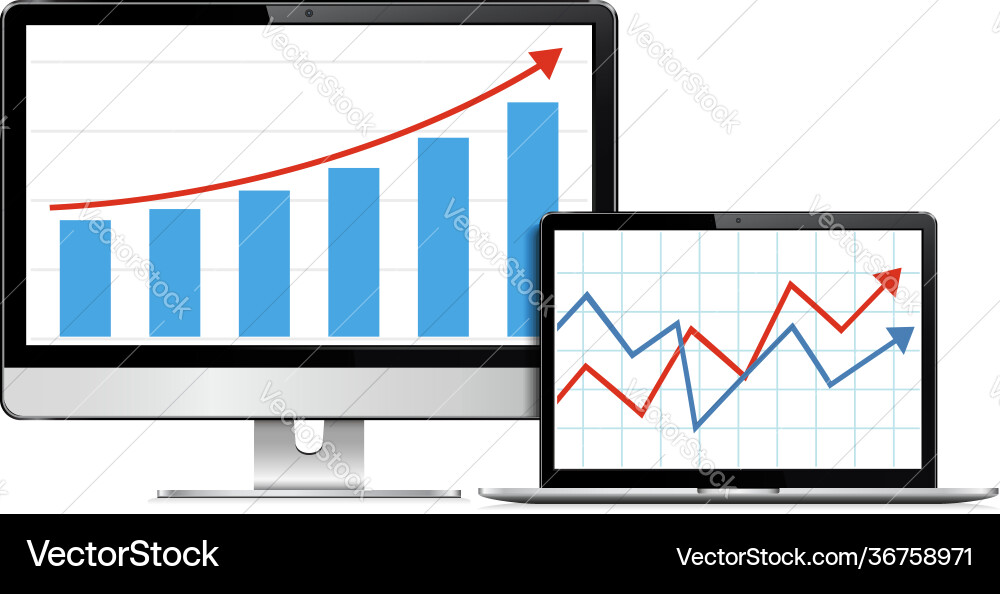 Realistic computer monitor and laptop mock up Vector Image