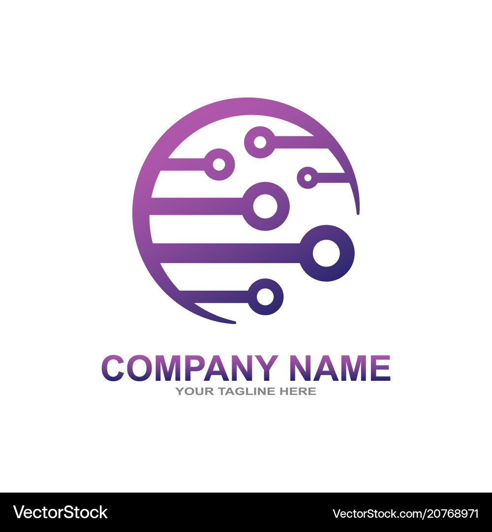Tech Network Connection Logo Template vector image