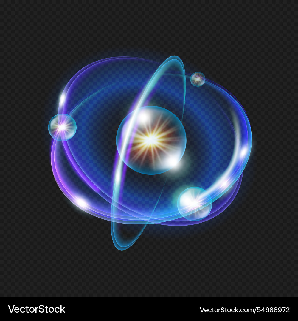 Atom structure with neon light effect Atom structure with neon light effect Vector Image