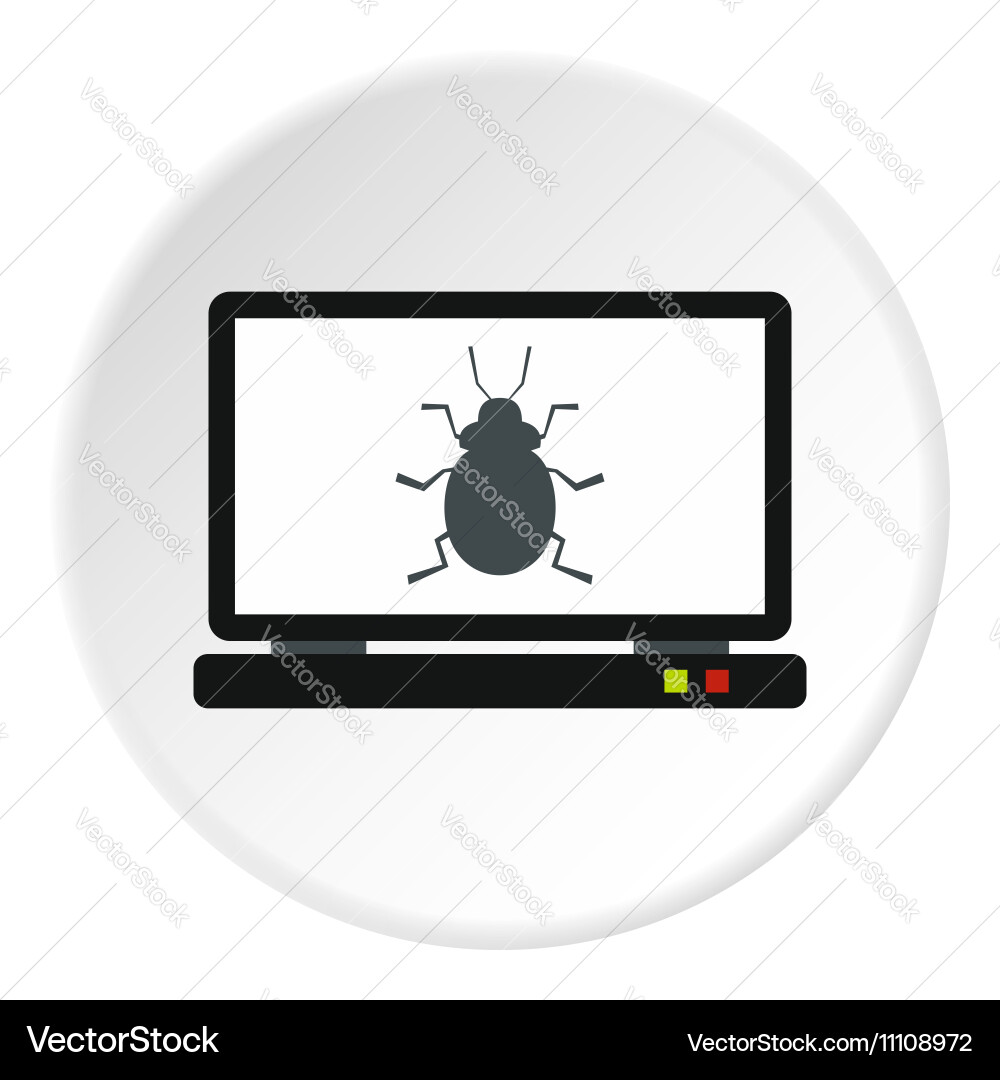 Bug in computer icon flat style vector image