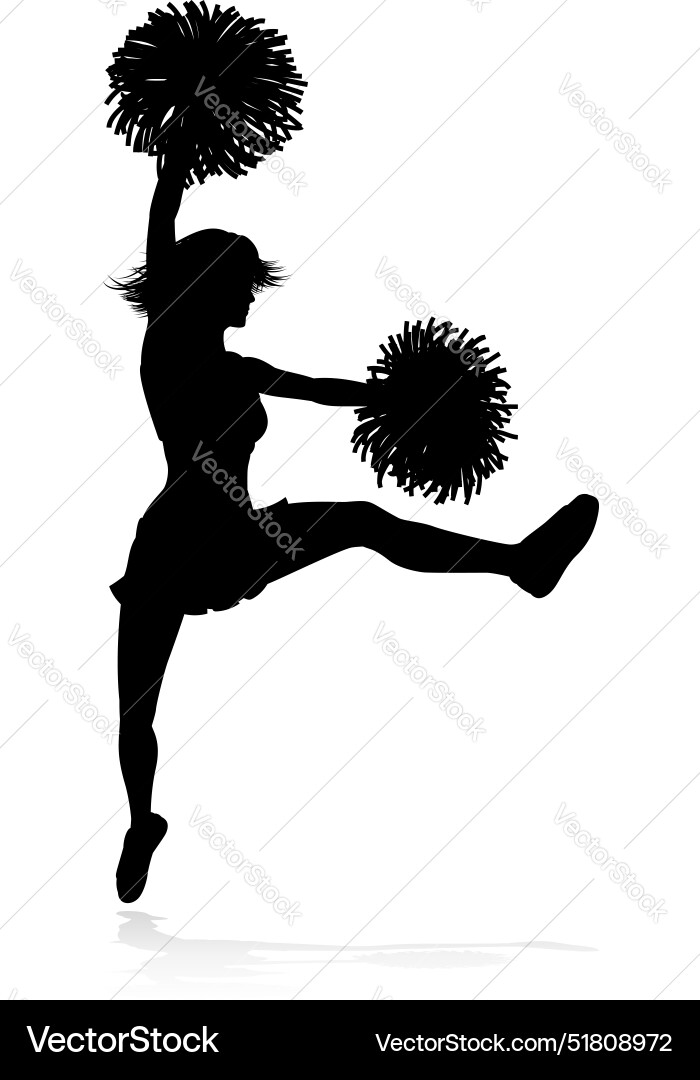 Cheerleader pom poms silhouette Royalty Free Vector Image