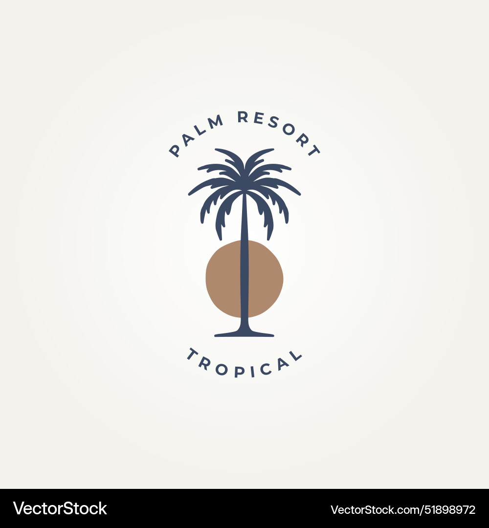 Classic retro tropical palm tree resort icon logo Classic retro tropical palm tree resort icon logo vector image