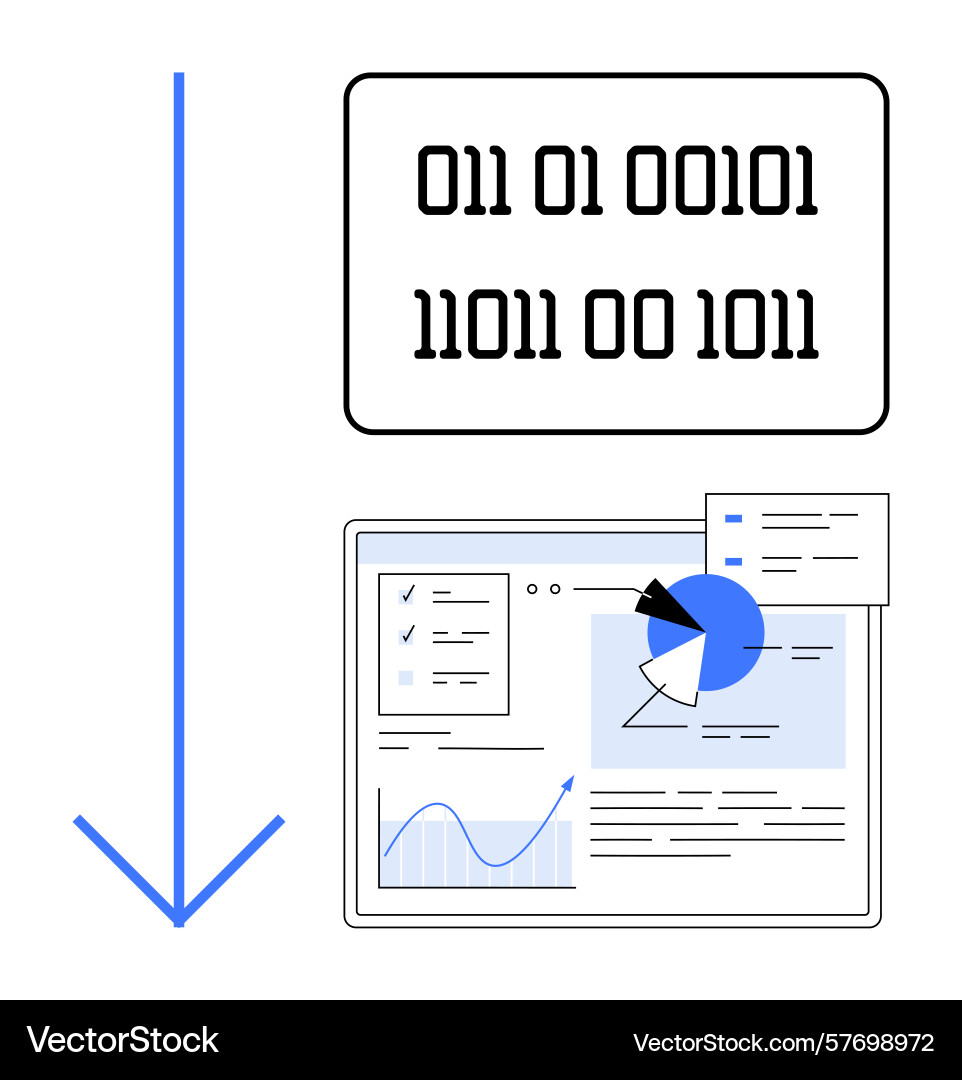 Data processing and analytics visualization vector image