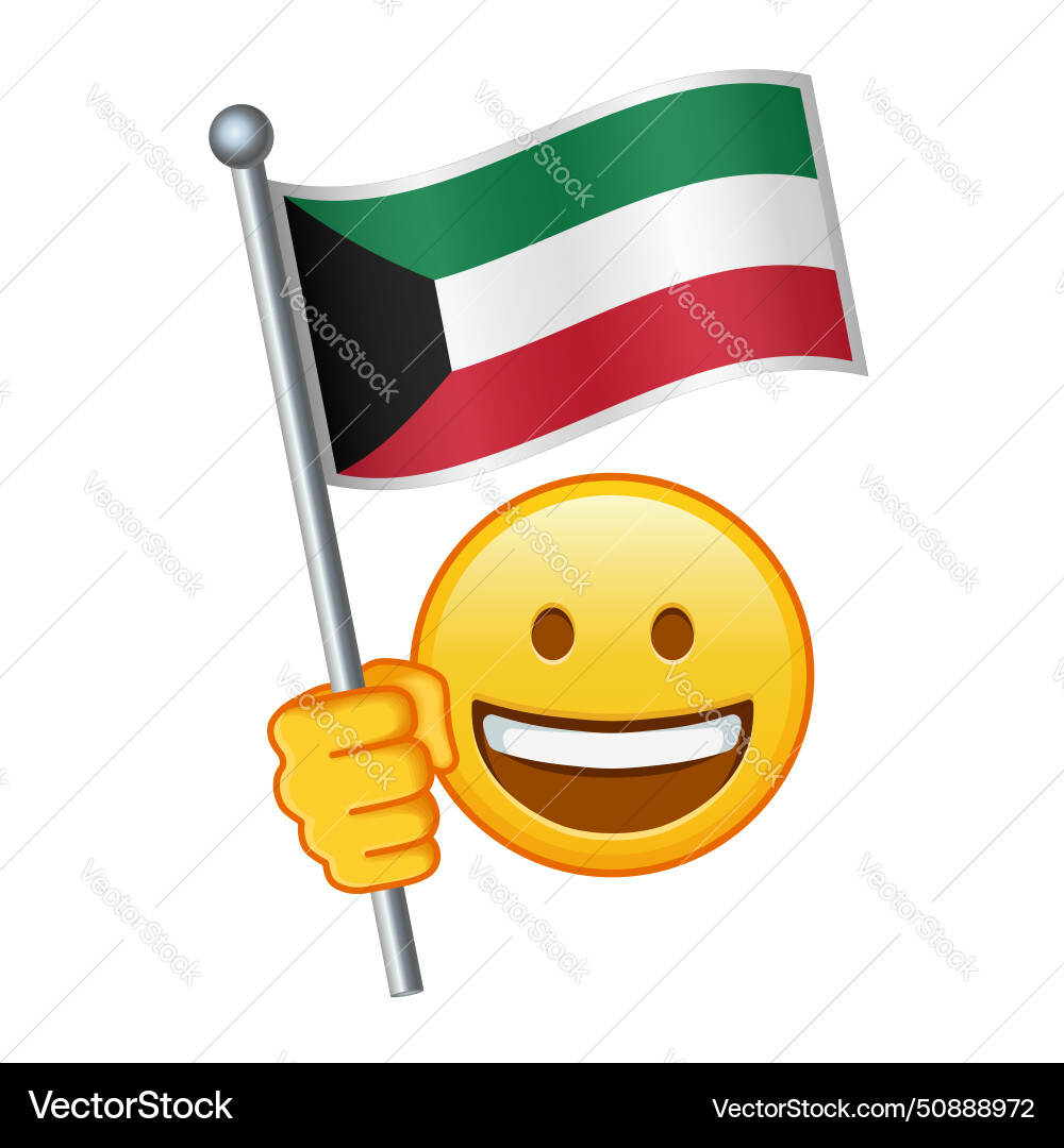 Emoji with kuwait flag large size of yellow Emoji with kuwait flag large size of yellow vector image