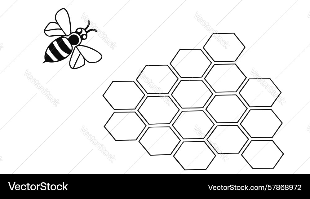 Honeycomb hexagonal pattern with flying bees Vector Image