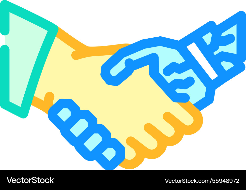 Human and robot handshake ai integration color Human and robot handshake ai integration color Vector Image