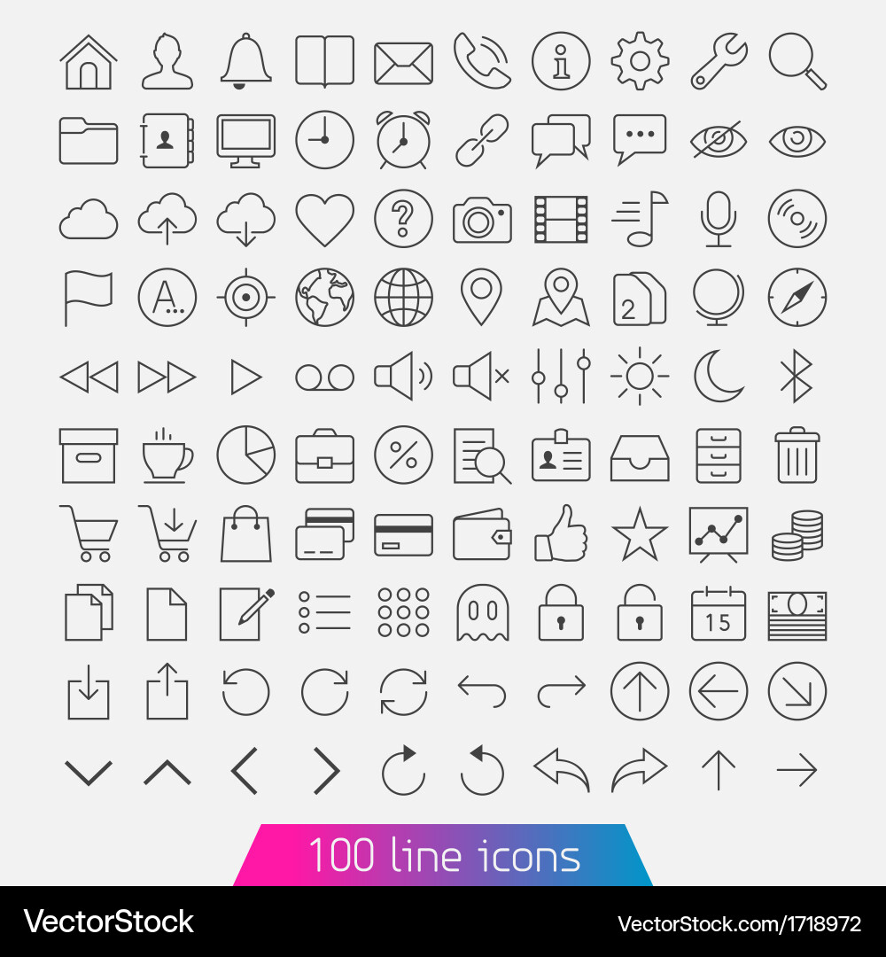 Line Icon Set - Minimalist Vector Image