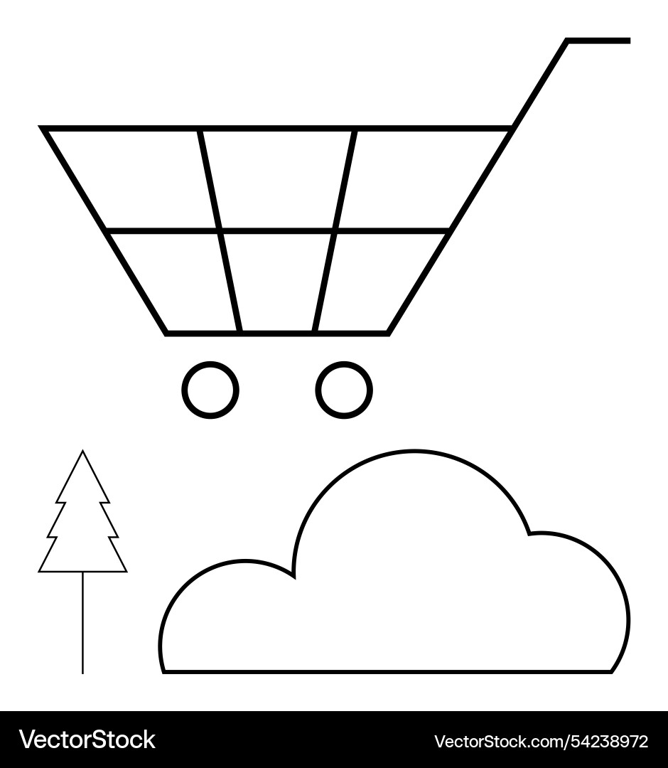 Minimalistic design of shopping cart with cloud Minimalistic design of shopping cart with cloud vector image