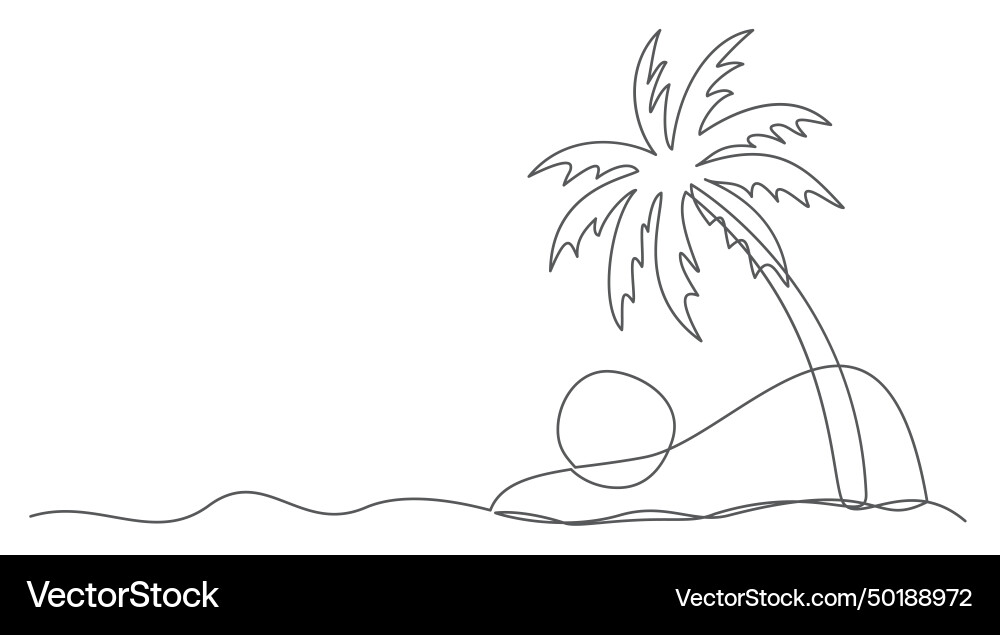 Palmbaum eine Linie Zeichnung isoliert auf weiß Palmbaum eine Linie Zeichnung isoliert auf weiß vektorbild