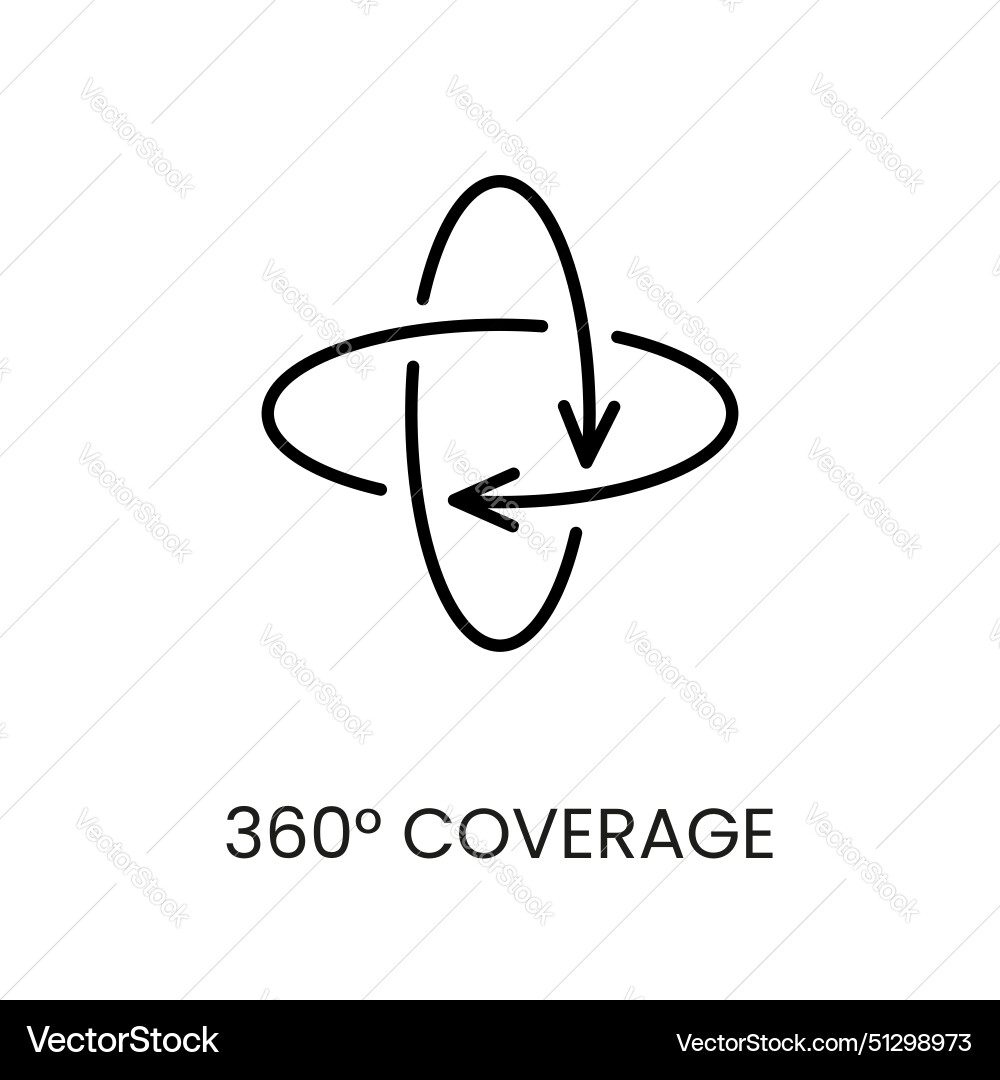 Coverage 360 line icon with editable stroke vector image