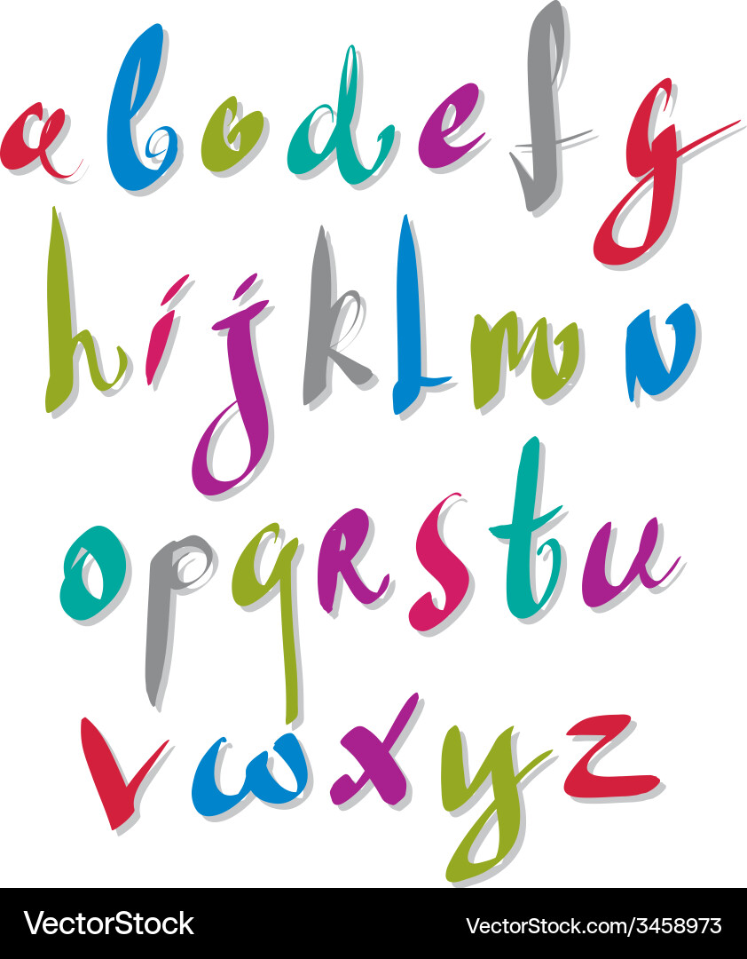 Handwritten script alphabet letters set vector image