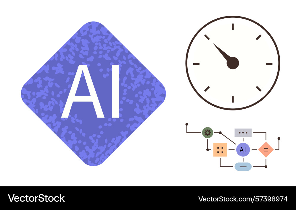 Artificial intelligence concept with clock Artificial intelligence concept with clock vector image