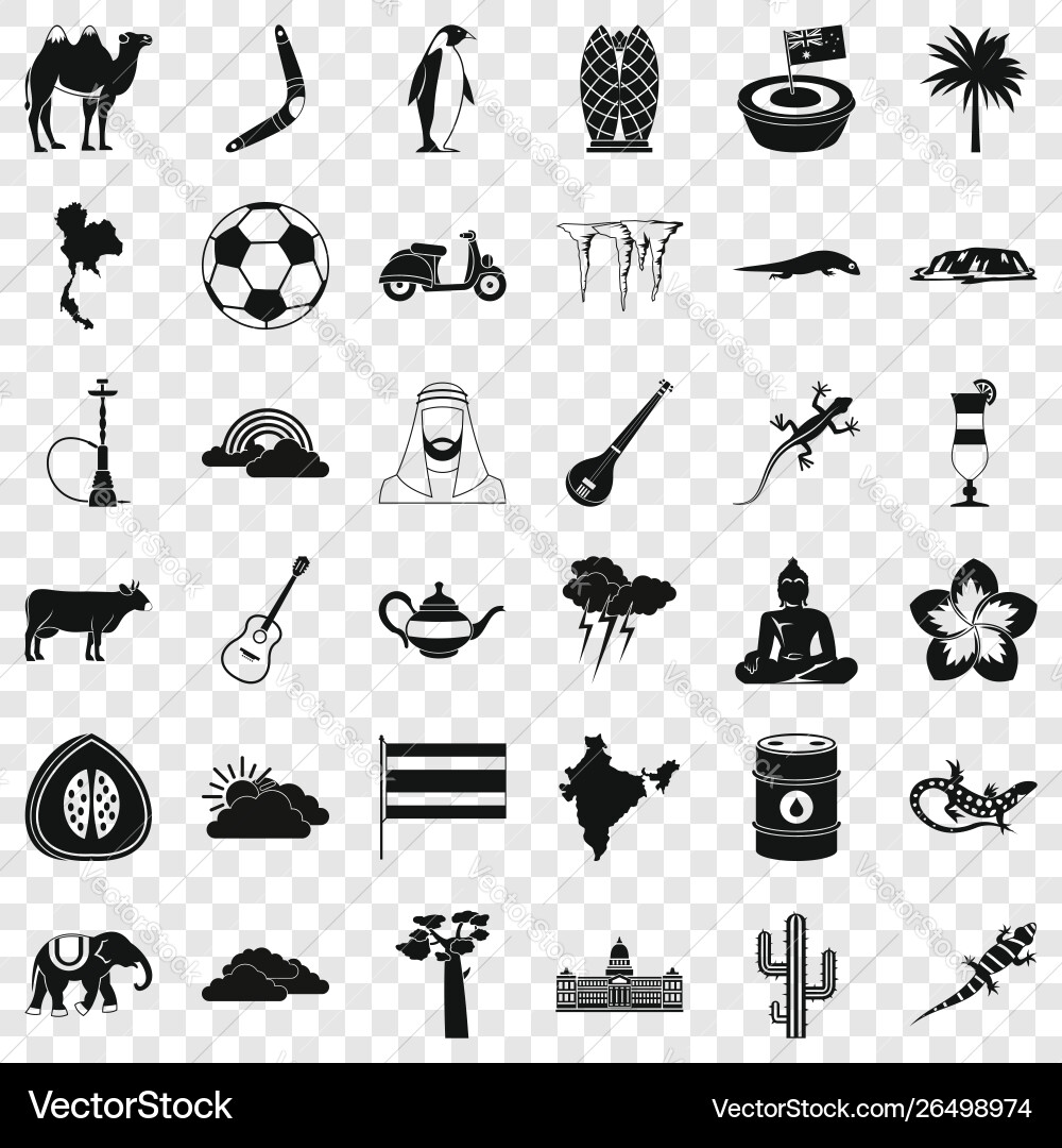 Baobab icons set simple style vector image