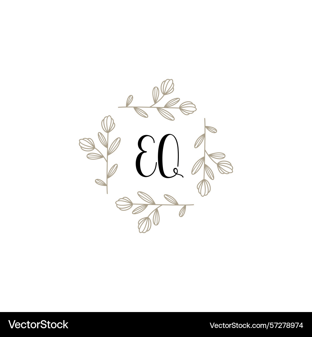 Botanical monogram logos with initial eq Vector Image
