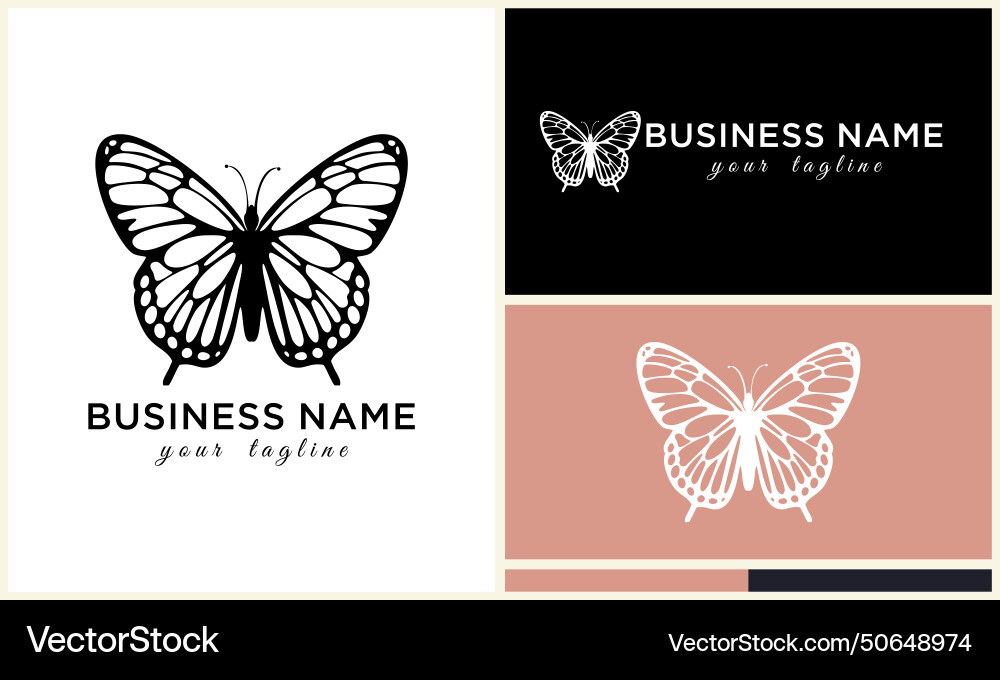 Butterfly line logo template Royalty Free Vector Image