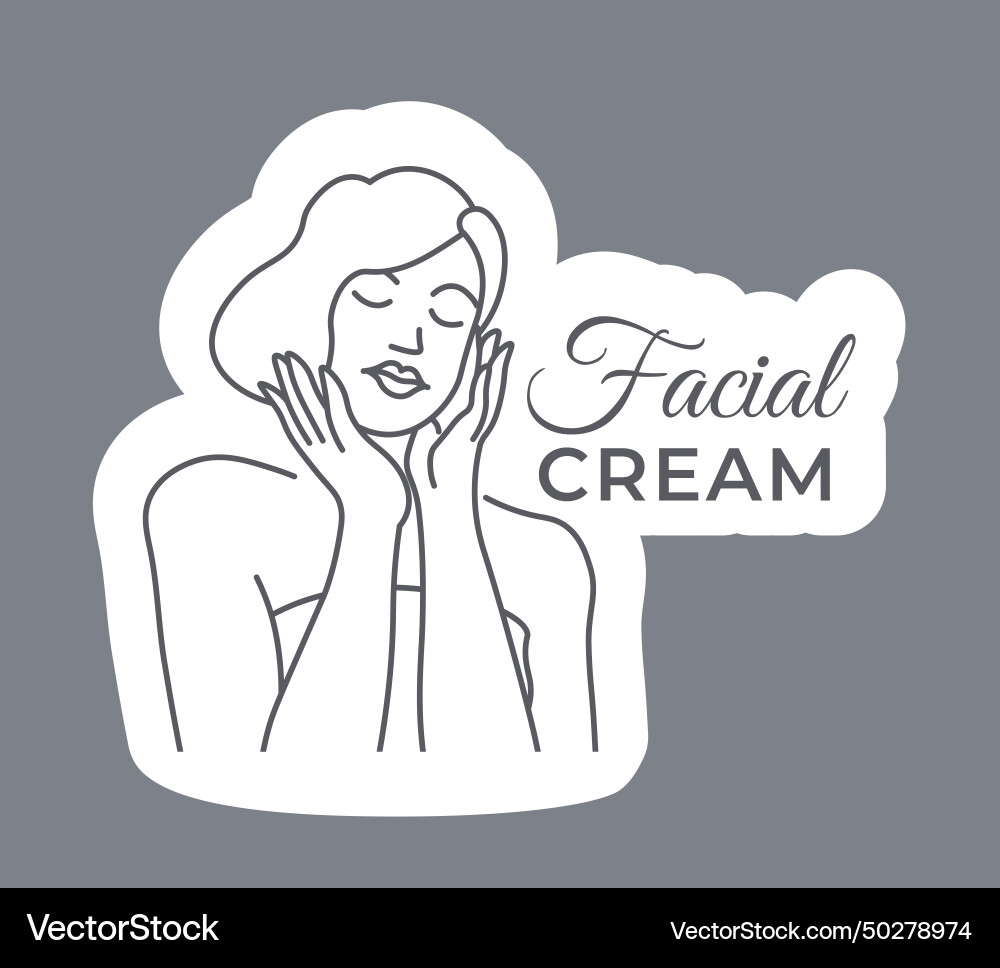 Facial cream skincare treatment product sticker Facial cream skincare treatment product sticker vector image