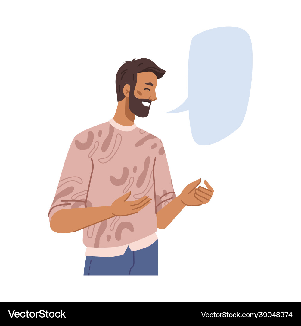 Happy young smiling man empty discussion message vector image