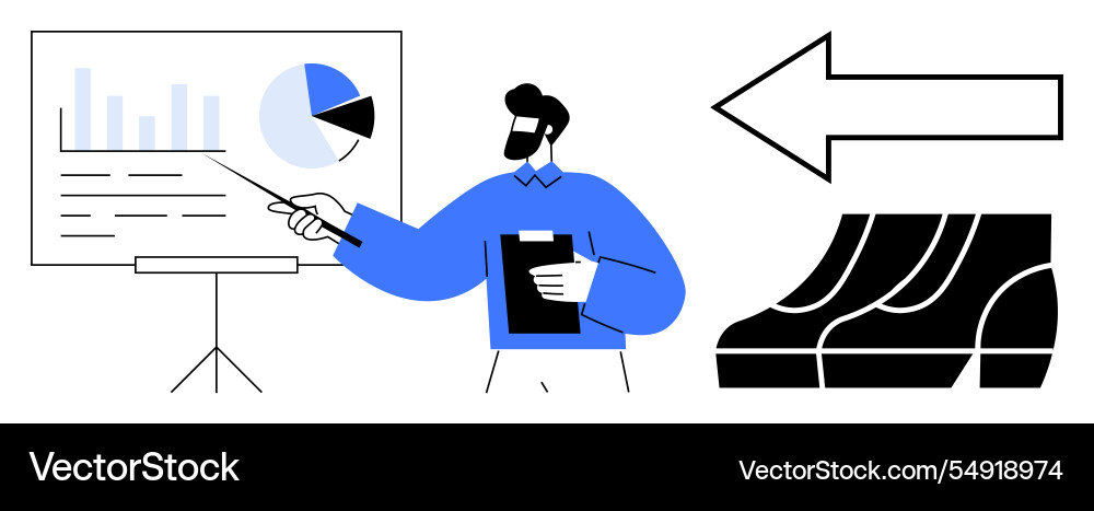 Man with clipboard presenting data on chart Man with clipboard presenting data on chart vector image