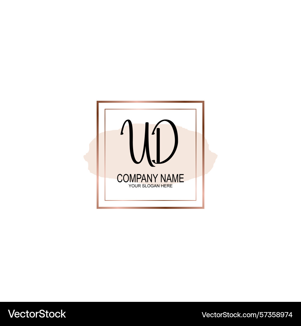 Minimalist handwritten ud initial logos with soft Vector Image
