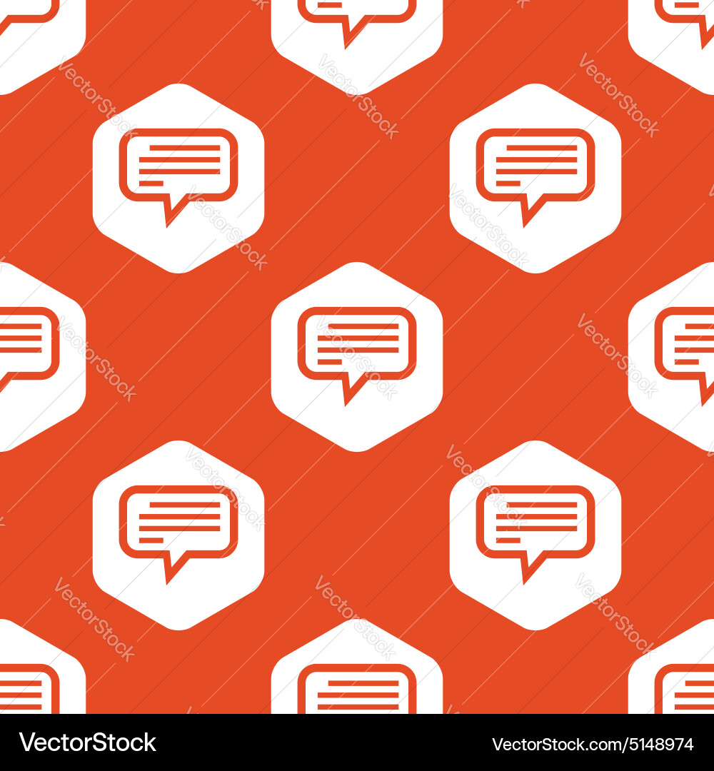 Orange hexagon text message pattern vector image
