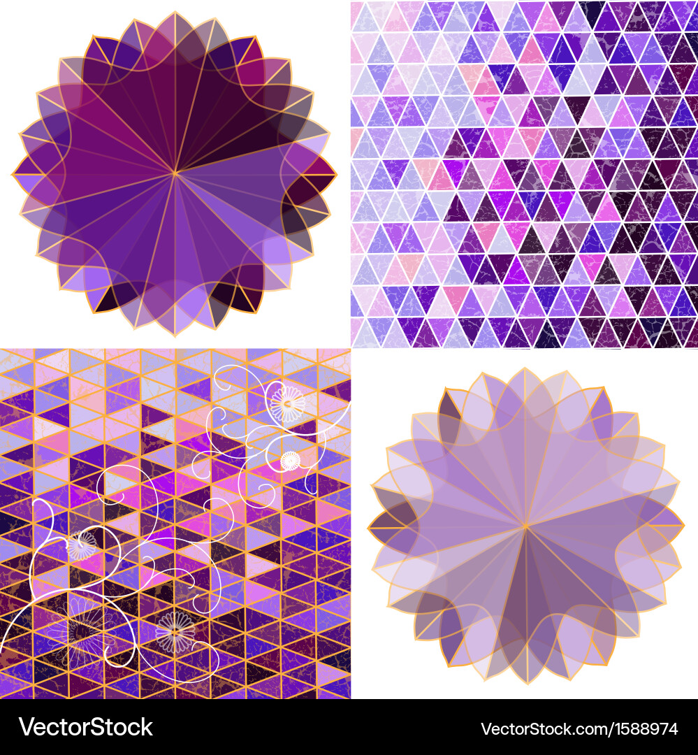 Set of four abstract background with geometric vector image